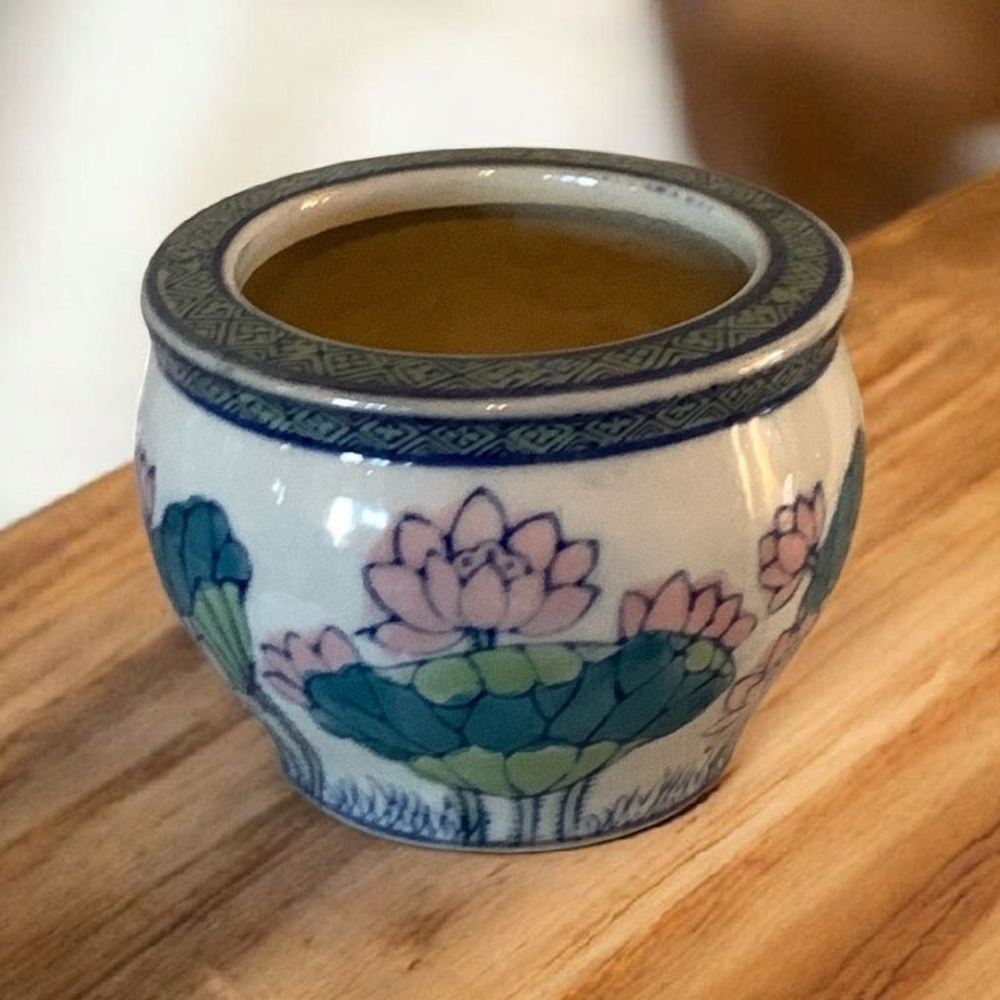 Floral Ceramic Vase with Blue and Green Accents